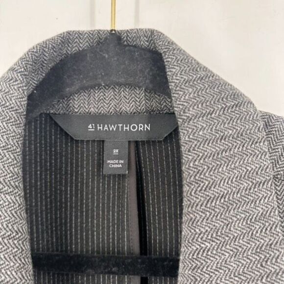 41Hawthorn Women's Chevron Single Breasted One Button Blazer Jacket Gray Size 2X - Picture 3 of 9